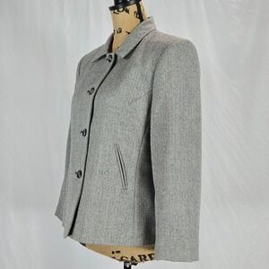 Harvé Benard Women Vintage Wool Herringbone Blazer Soft Academia Preppy 8P